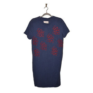 PHILOSOPHY NEW $78 Short Sleeve Embroidered T-Shirt‎ Dress Heather Blue PL